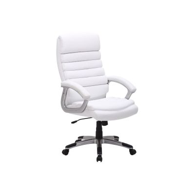Scaun directorial sl q087, tapitat cu piele ecologica, ergonomic, mecanism de balans, rotativ, cadru polipropilena, 100 kg, alb drm4070