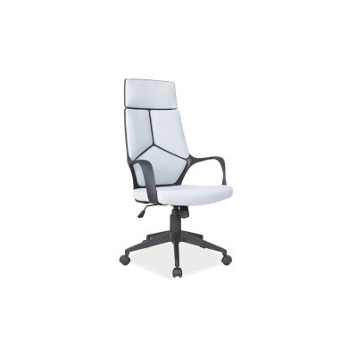 Scaun directorial cu stofa sl q199, cadru polipropilena, mecanism de balans, tetiera inclusa, roti pivotante,100 kg, gri/negru drm9300