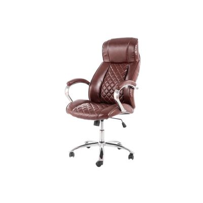 Scaun directorial sl q557, piele ecologica, mecanism de balans, cadru cromat, rotire 360°, 100 kg, maro drm8870