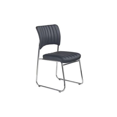 Scaun vizitator hm rapid, cadru cromat, piele ecologica, 83x43x58 cm, sarcina max 120 kg, negru drm2235