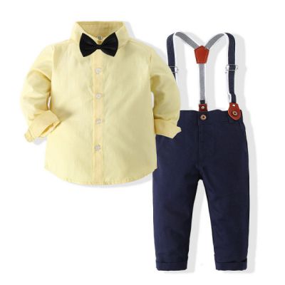 Costum pentru baietei cu papion si camasuta galbena ADtzb0496-1-DE2