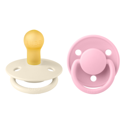Bibs - set 2 suzete de lux latex, tetina rotunda, 0 luni +-ivory/baby pink bbb180214