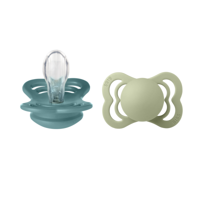 Bibs - set 2 suzete supreme silicon, tetina simetrica, 0 luni +-island sea/sage bbb160349