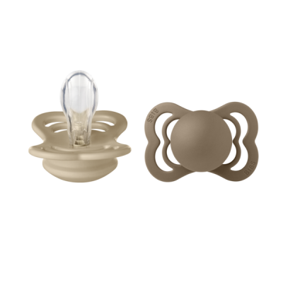 Bibs - set 2 suzete supreme silicon, tetina simetrica, 0 luni +-vanilla/dark oak bbb160336