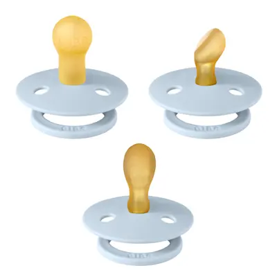 Bibs - set 3 suzete colour latex, tetina rotunda, simetrica & anatomica 0 luni +-baby blue bbb81343