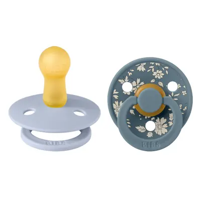 Bibs x liberty - set 2 suzete colour capel latex, tetina rotunda, 6 luni+-dusty blue/petrol bbb12010104