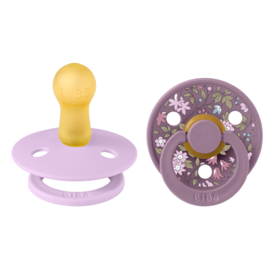 Bibs x liberty - set 2 suzete colour chamomile lawn latex, tetina rotunda, 6 luni+-mauve/violet sky bbb12012101