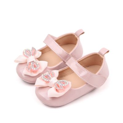 Pantofiori cu fundita cu strasuri, roz, din lac MDBB3029-3-p8