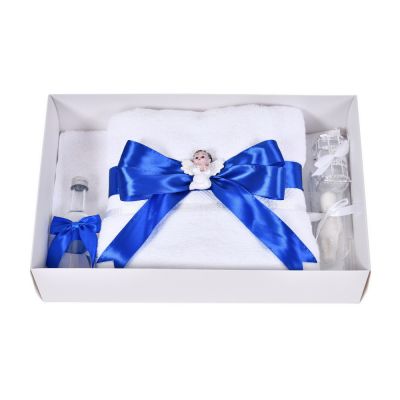 Trusou botez baietei, funda albastra eleganta si ingeras, Denikos® C9320 NKO6043