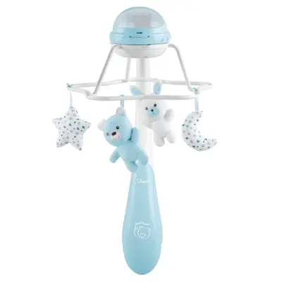 Carusel muzical 3 in 1 Chicco Rainbow cu proiectie, bleu, 0 luni+ CHC1104120-1