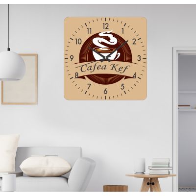 Ceas de bucatarie chef de cafea -bej-30x30 cm-plastic-patrat