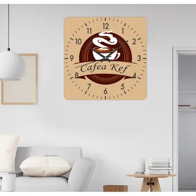Ceas De Bucatarie Chef De Cafea -bej-48x48 Cm-plastic-patrat