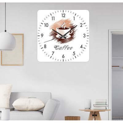 Ceas de bucatarie coffee time -bej-30x30 cm-plastic-patrat