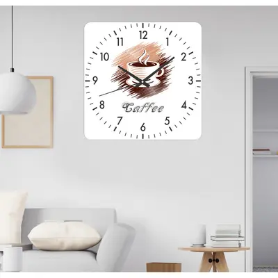 Ceas De Bucatarie Coffee Time -bej-48x48 Cm-plastic-patrat