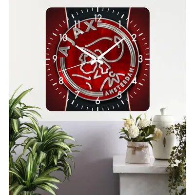 Ceas De Perete Ajax Amsterdam -rosu-30x30 Cm-plastic-patrat