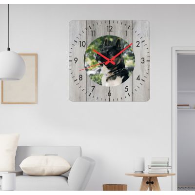 Ceas de perete caine -gri-48x48 cm-plastic-patrat
