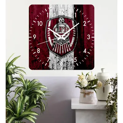 Ceas De Perete Cfr Cluj 1 -30x30 Cm-plastic-patrat-visiniu