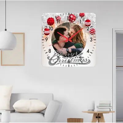 Ceas De Perete Christmas Love -gri-40x40 Cm-plastic-patrat