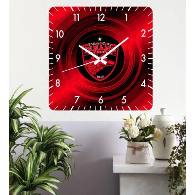 Ceas de perete dinamo 3 -rosu-48x48 cm-plastic-patrat