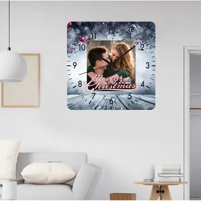 Ceas De Perete Silver Christmas -gri-40x40 Cm-plastic-patrat