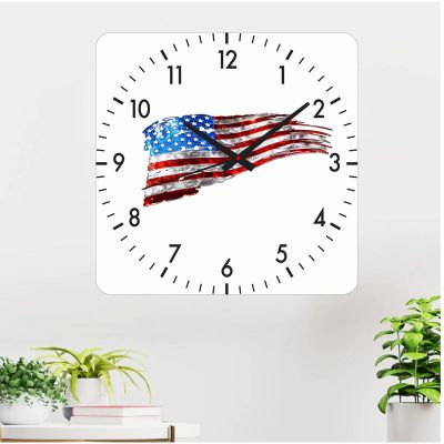 Ceas de perete usa -40x40 cm-plastic-patrat-multicolor