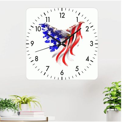 Ceas de perete usa -48x48 cm-plastic-patrat-multicolor