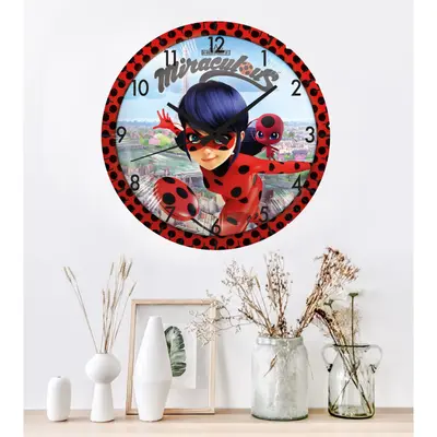 Ceas Pentru Copii Buburuza -rosu-plastic-rotund-30 Cm