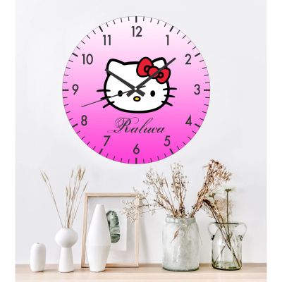 Ceas pentru copii hello kitty -roz-plastic-rotund-30 cm