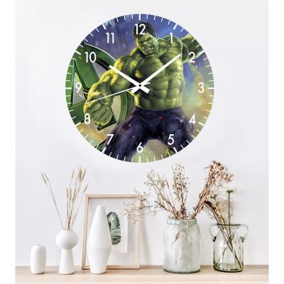 Ceas pentru copii hulk -verde-plastic-rotund-30 cm