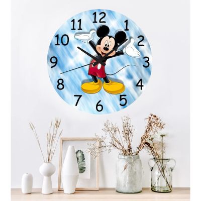 Ceas pentru copii mickey mouse -albastru-plastic-rotund-30 cm