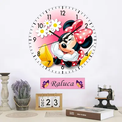 Ceas Pentru Copii Minnie Mouse -roz-plastic-rotund-30 Cm