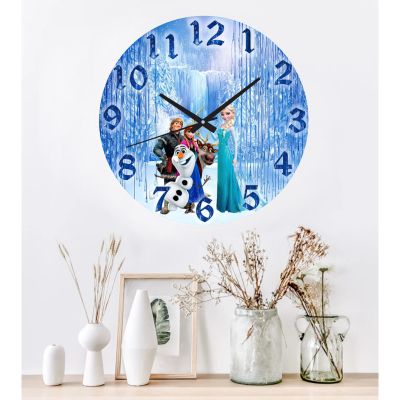 Ceas pentru copii regatul inghetat -albastru-plastic-rotund-30 cm