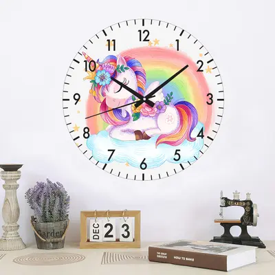 Ceas Pentru Copii Unicorn -alb-plastic-rotund-30 Cm