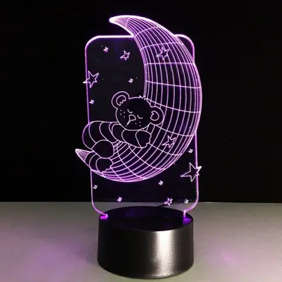 Lampa 3d Led - Bebe Luna -luminata Cu Telecomanda