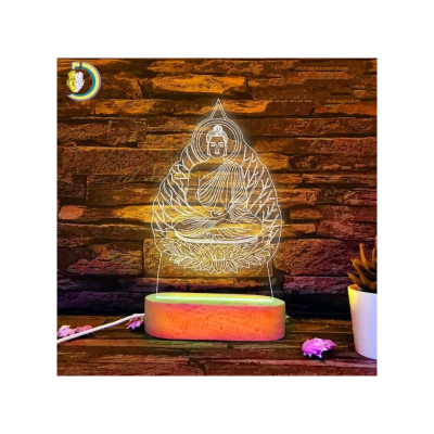 Lampa 3d led - buddha -luminata cu telecomanda