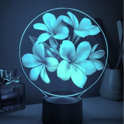 Lampa 3d led - floral -alba