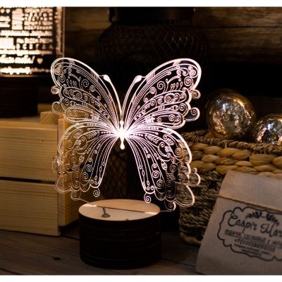 Lampa 3d led - fluture -neagra