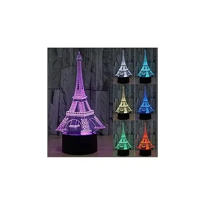Lampa 3d Led - Turnul Eiffel -luminata Cu Telecomanda