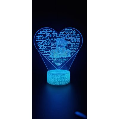 Lampa led 3d "te iubesc" in limbi diferile