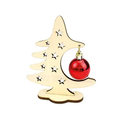 Bradut din lemn pentru decorat, cu pandantiv glob - okebel50570