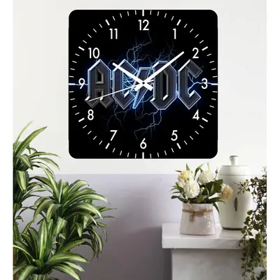 Ceas De Perete Ac/dc -negru-40x40 Cm-plastic-patrat