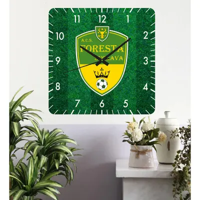Ceas De Perete Acs Foresta Suceava -verde-30x30 Cm-plastic-patrat