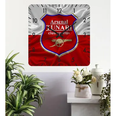 Ceas De Perete Arsenal Tunari -rosu-30x30 Cm-plastic-patrat