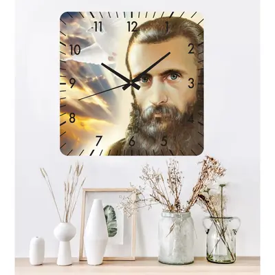 Ceas De Perete Arsenie Boca -40x40 Cm-plastic-patrat-multicolor
