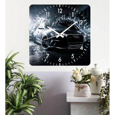 Ceas de perete audi grey -gri-40x40 cm-plastic-patrat