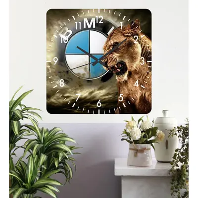 Ceas De Perete Bmw Power -30x30 Cm-plastic-patrat-multicolor
