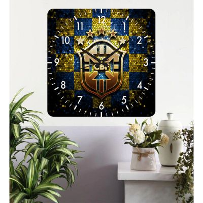 Ceas de perete brazilia golden -albastru-40x40 cm-plastic-patrat
