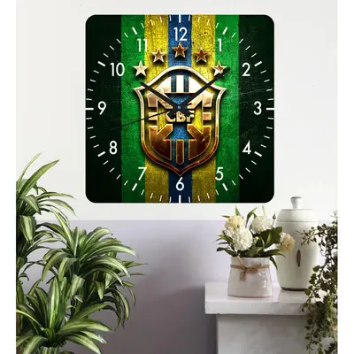 Ceas De Perete Brazilia -verde-30x30 Cm-plastic-patrat