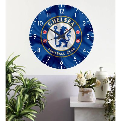 Ceas de perete chelsea -albastru-plastic-rotund-30 cm