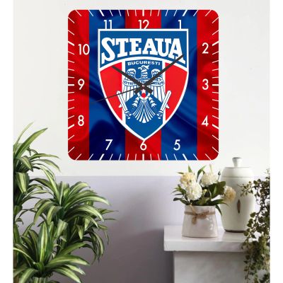Ceas de perete csa steaua bucuresti -48x48 cm-plastic-patrat-multicolor